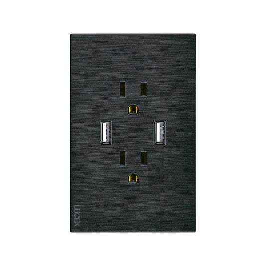 Placa Con 2 Contactos Y 2 Entradas USB Lucek Línea Flat - Flash Sales